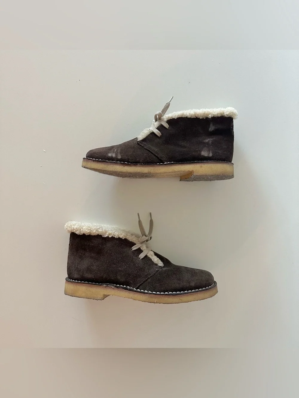 Vintage Bally Karem Chocolate Suede Shearling Sherpa Ankle Boots US 8 Cozy  Genu